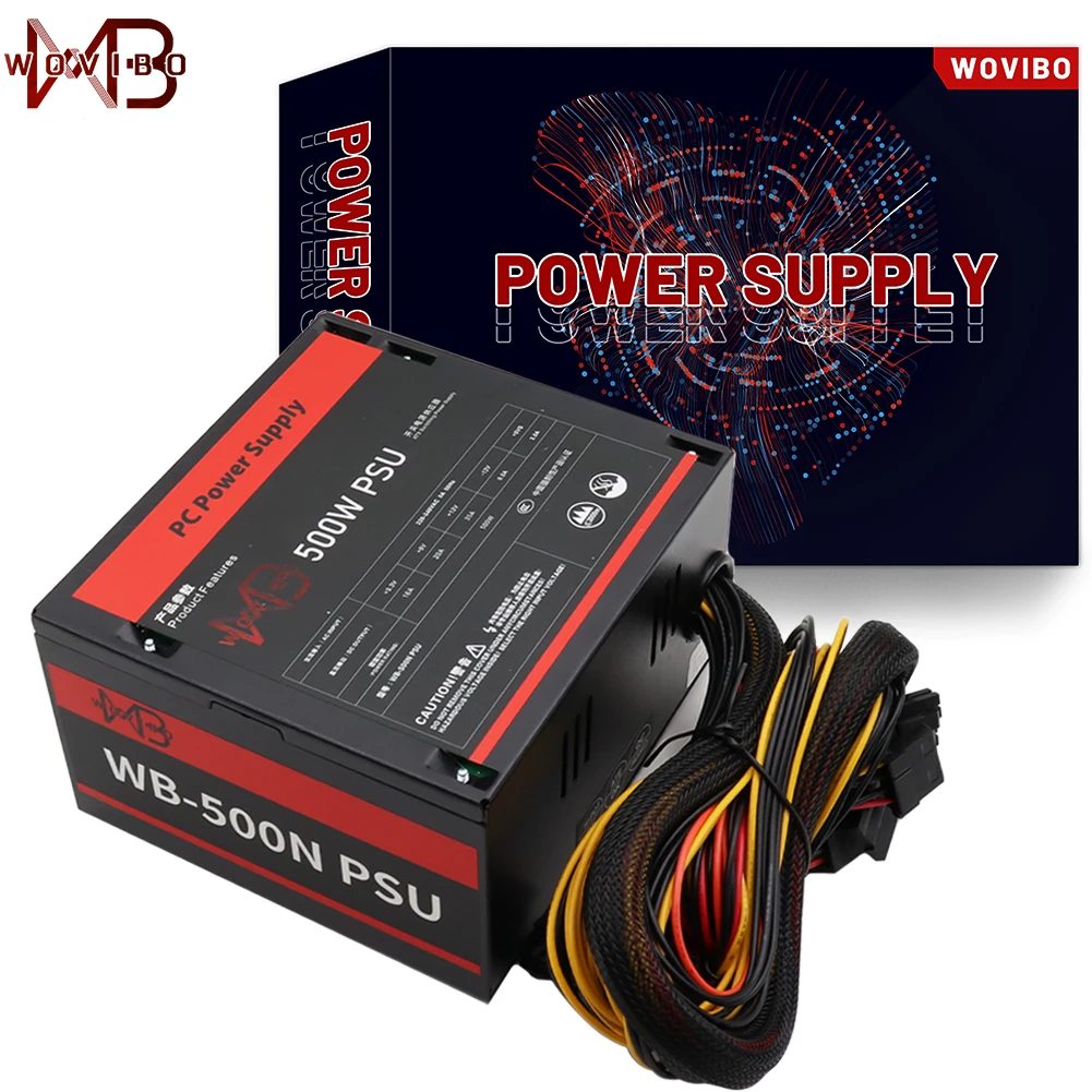 Pc Power Supply Psu Rated 500w For Atx Computer Case Gaming 120mm Fan