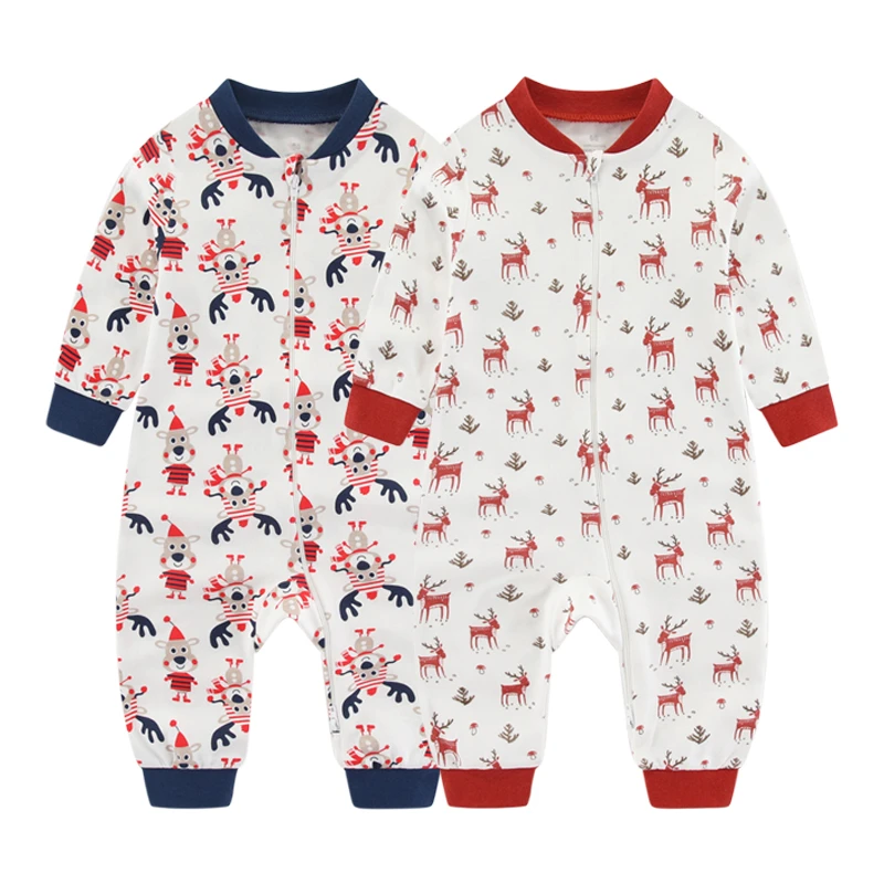 Kiddiezoom 2Pcs Christmas Baby Costumes Newborn Boy Winter Rompers Toddler Girl Zipper Jumpsuit 2022 Fall Cotton Infant Clothes