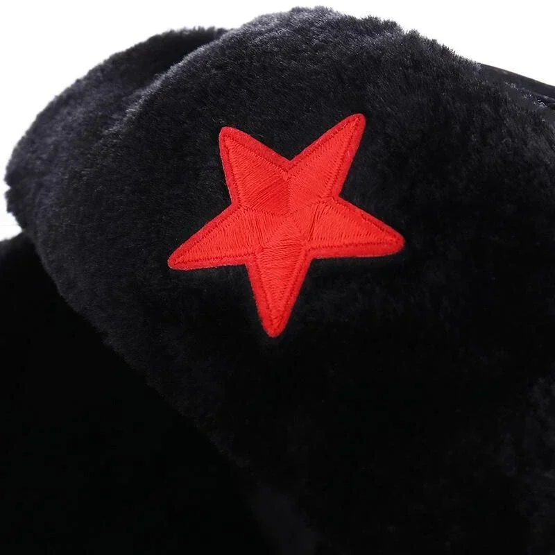 Men Pentagram Lei Feng Winter Hat Aviator Outdoor Ear Flaps Bomber Cap Proof Trapper Russian Hat for Women Winter Ski Mask