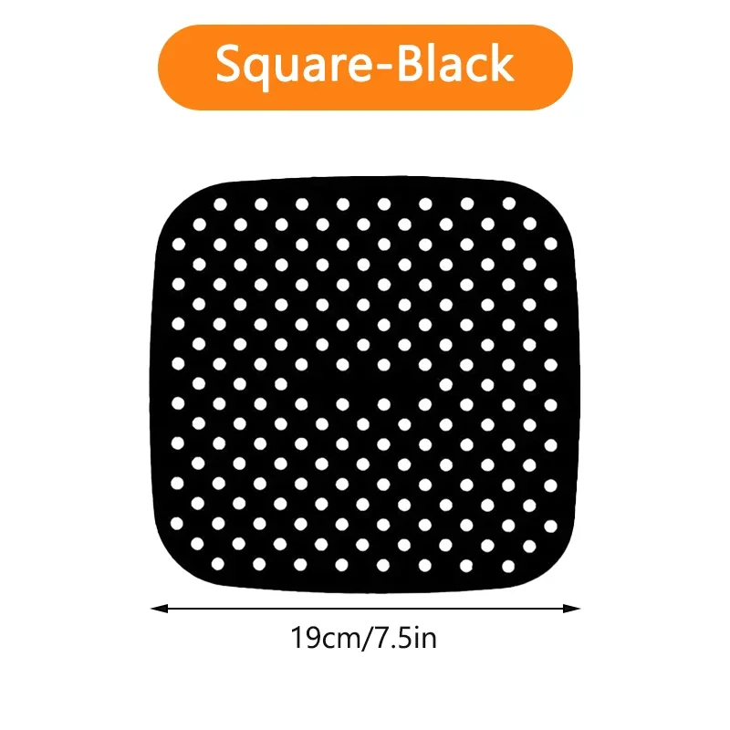 Air Fryer Lined Silicone Pad 7.5 8 8.5 9 Inch Square Round Heat-Resistant Non-slip Reusable Pot Mat Kitchen Accessories Gadgets