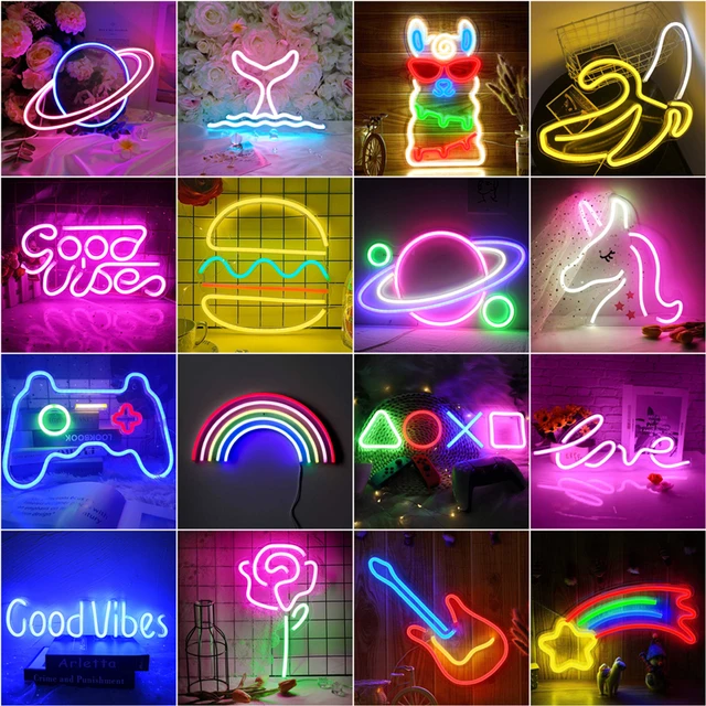 LED Neon Light Wall Art Sign Bedroom Decor Hanging Night Lamp Home Party  Holiday Decor Xmas Gift