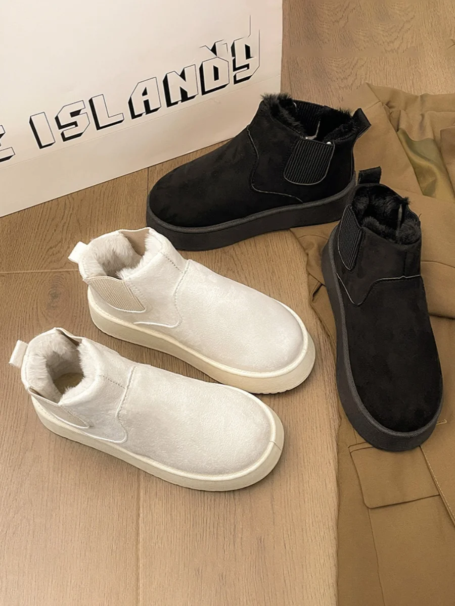 

Зимние ботинки с мехом, женские ботинки с круглым носком на плоской подошве, австралийский плюш 2023, женская зимняя обувь на среднем каблуке со шнуровкой из ПВХ и римского текстиля