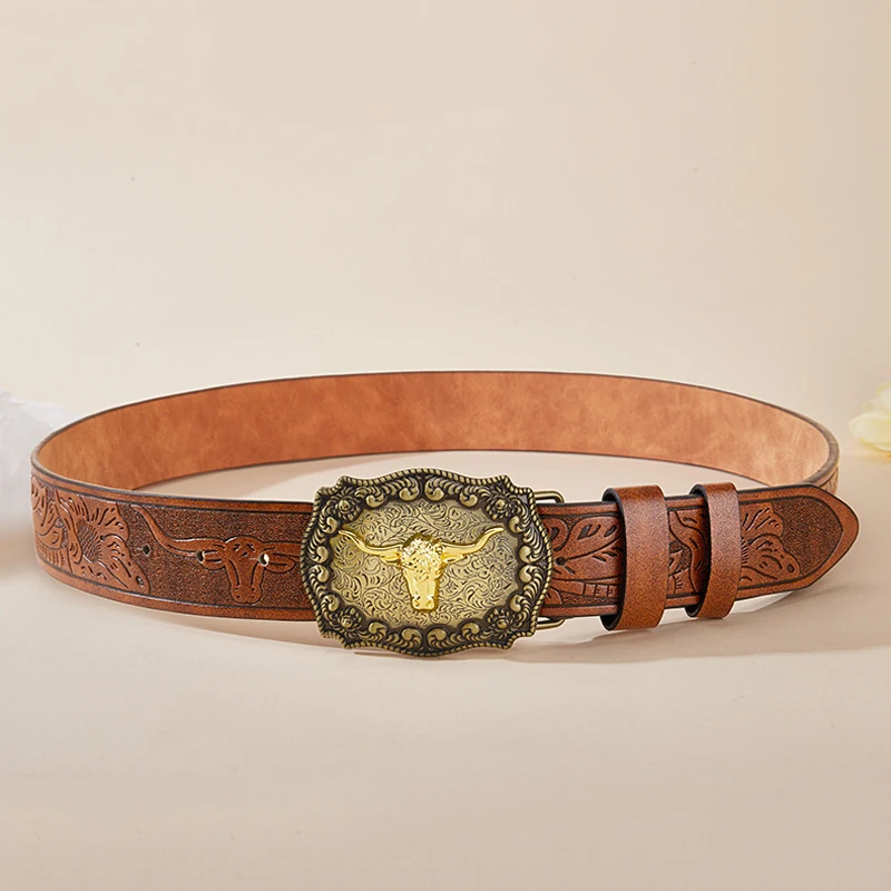 TRIWORKS Cintura In Pelle Con Fibbia Occidentale Per Uomo Donna - Foto 7