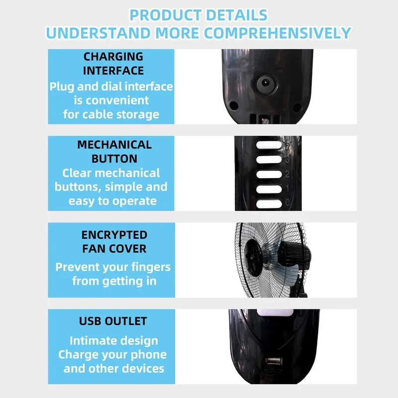 Ventilador portátil com painel solar, bateria e ventilador movido a energia solar, ventilador recarregável silencioso de 3 velocidades para acampamento em casa, quarto 6