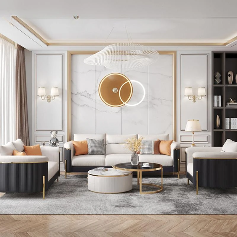

All The Corner Long Chair Leather Sofa Set Modern Minimalist Sofa For Large Villa Living Room Luxury Indoor Furniture Household