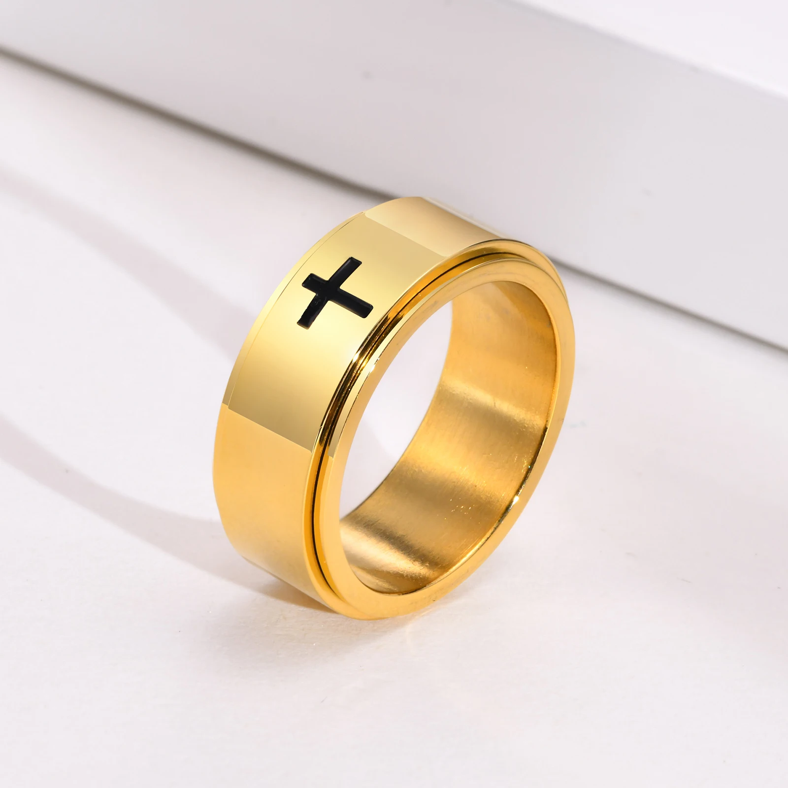 Cross Rings Stainless Steel Cross Rings for Men Easter Gift Christian Baptism Faith Ring Gift Jewelry
