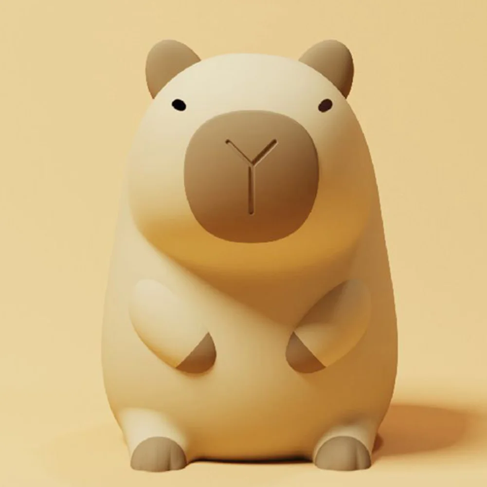 Capybara Night Light Cute Touch Lamp 2 Gear Silicone Sleeping Light USB Charging Dimmable Bedside Lamp for Home Bedroom Decor