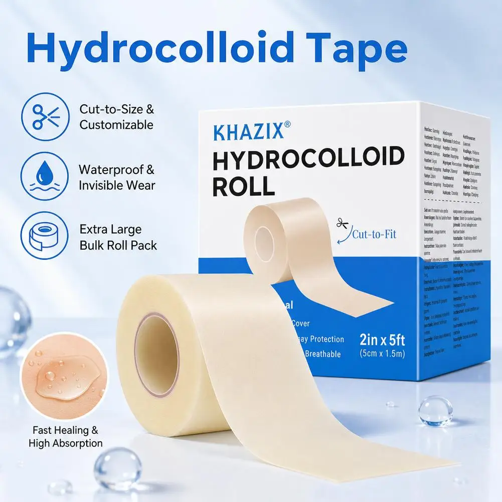 Hydrocolloid Adhesive Healing Roll - Waterproof Bandages for Acne, Burns & Wound Care (2in x 5ft)