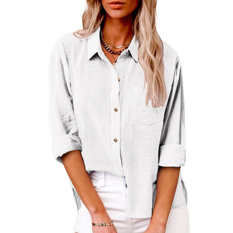 S15e4968236b742bea986833310fb30cc4 Solid Casual Loose Shirts For Women Summer Vintage Women's Oversized Shirts And Blouses Fashion Elegant Youth Female Tops Mallzona