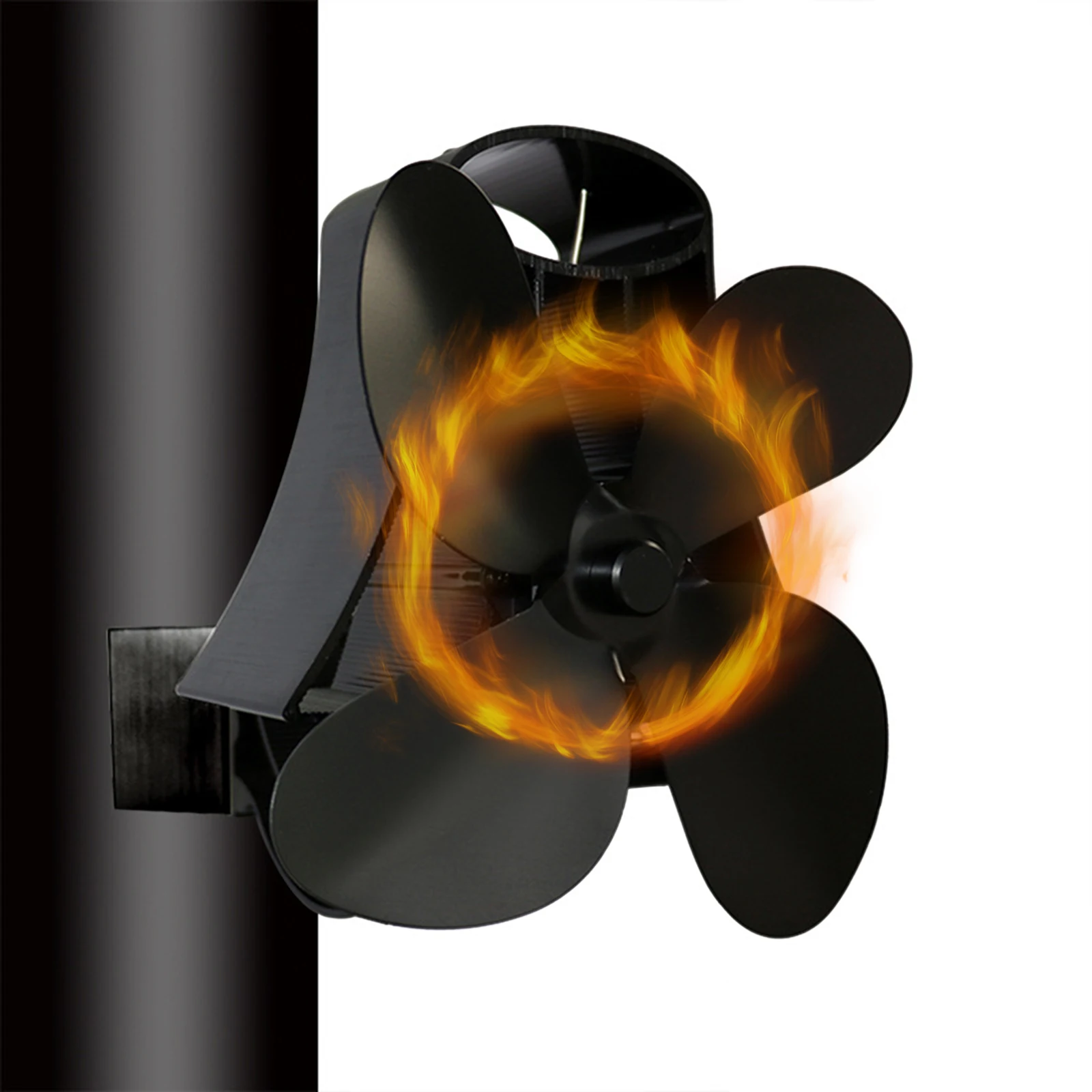 

Furnace Fan Fan Blades Stove Fan Home Efficient Quiet Fan 4 Blades Black Fireplace Heat Distribution Heat Powered