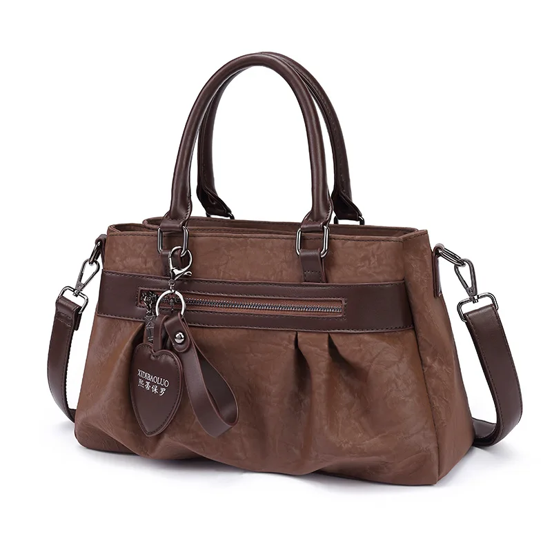 Vintage Casual Womens Shoulder Bags High Quality Leather Layer Large Capacity Tote Bag  Ladies Designer Messenger Bags