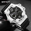 SANDA 3168  LED Digital 50M Waterproof Watch Men Multifunction Clock Relogio Masculino Men Military Watches White Sport Watch 5