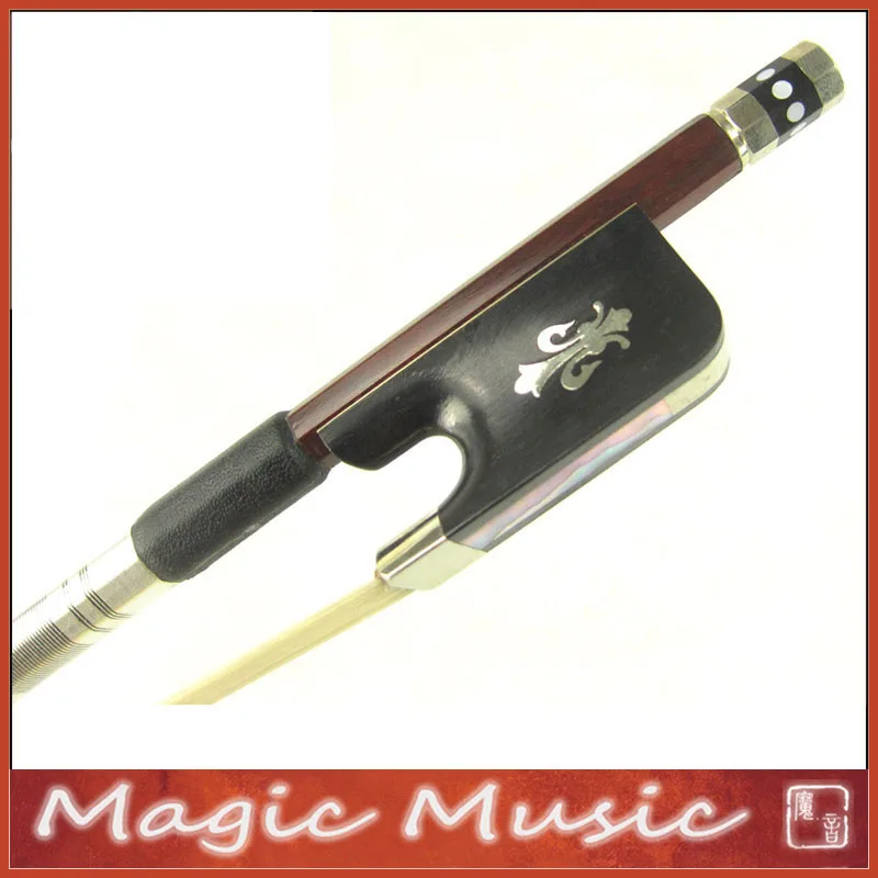 SILVER Pernambuco Viola Bow, with Fleur-de-Lys Inlaid Ebony Frog, High Quality