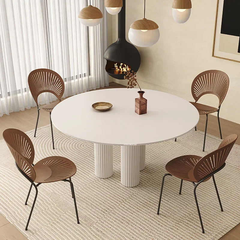 Nordic Designer Slate Dining Tables Light Luxury Round Table Room Furniture Small Apartment
