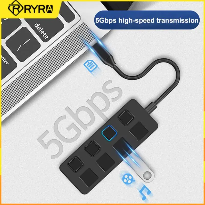 

RYRA 4 Port USB-C3.0 HUB Multi-Splitter Adapter with Independent Switch For PC Computer Laptop Support 4-port simultaneous drive