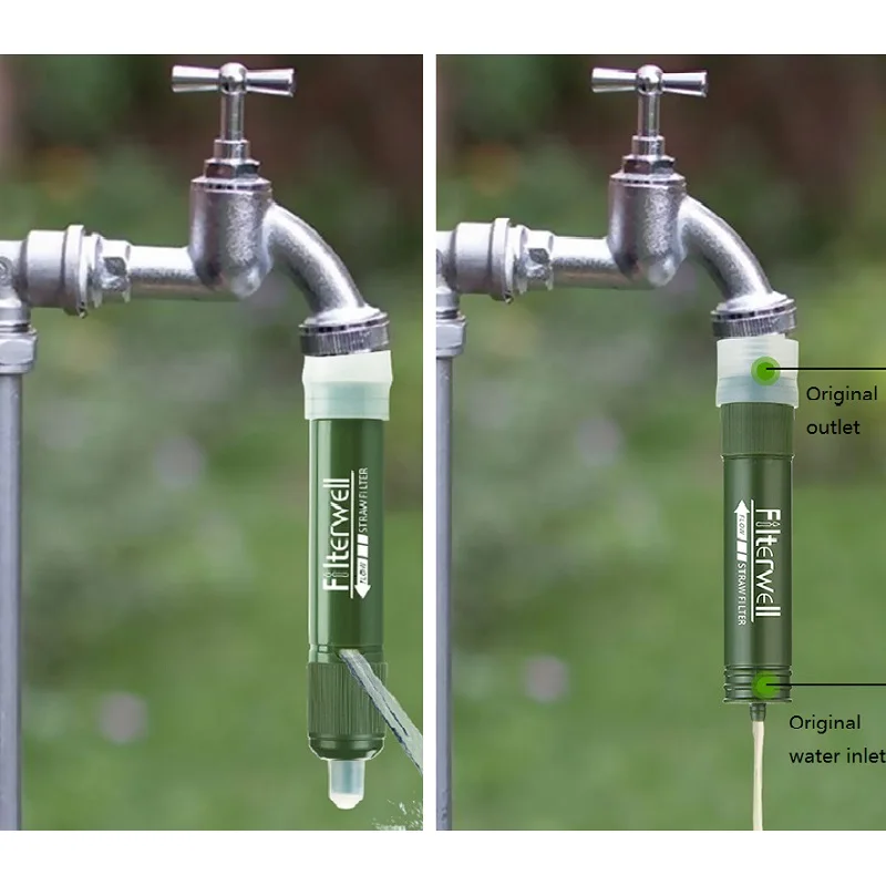 Portable Water Filter for Camping, 0.1 Micron Survival Purifier Bag, Emergency Outdoor Hiking Gear with 3-Stage Filtration