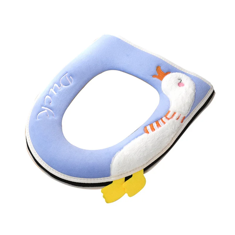 Cute Duck Toilet Mat Winter soft Toilet Seat pad Zipper Home Warm potty cushion case for WC cape Cover Four Seasons universal 5