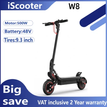 Scooter elettrico iScooter W8 per adulti Motore da 750 W Batteria 48V14Ah Programma di connessione APP fuoristrada da 9 pollici E-Scooter pieghevole