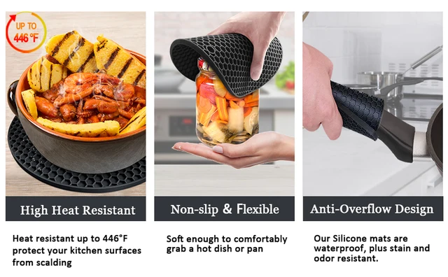 WALFOS Silicone Trivet Mats 4 Heat Resistant Pot Holders Multipurpose  Non-Slip Hot Pads For Kitchen Potholders Food Grade - AliExpress