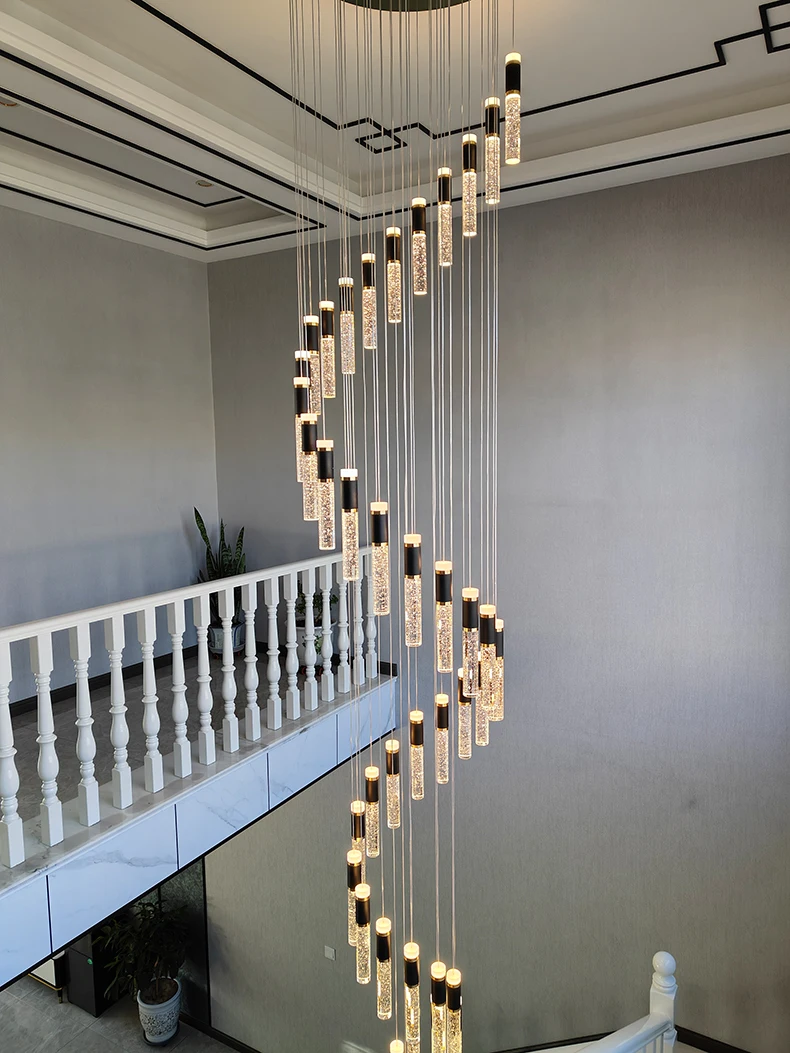 Modern Crystal Chandelier - Elegant Pendant Lamp for Living Room and Staircase