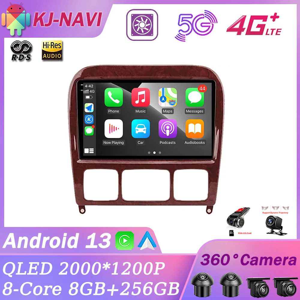 

Автомагнитола Carplay на Android 13, мультимедийный плеер с GPS-Навигатором, для Mercedes Benz S Class W220, S280, S320, S350, S400, S430, S500, S600