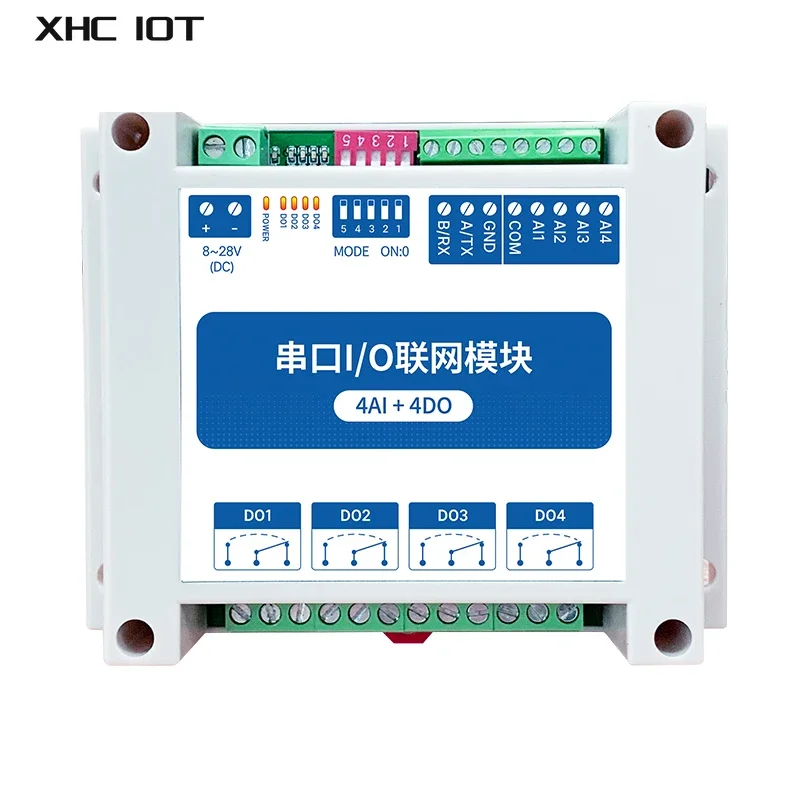 

RS485 ModBus RTU I/O сетевые модули с последовательным портом XHCIOT MA01-XACX0440 для PLC 4AI + ADO 4 выходных переключателей Watchdog