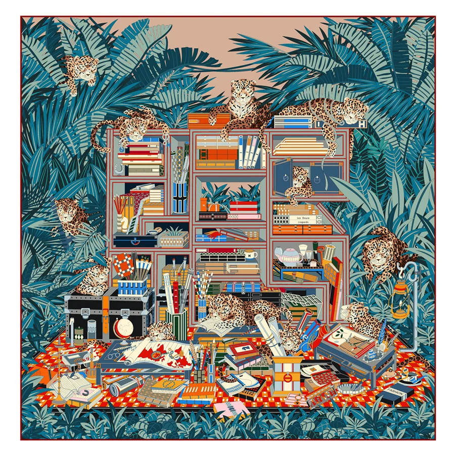 

Шелковый шарф, женские квадратные шарфы с принтом в виде ящика для инструментов, шелковые шарфы, женские шарфы, Пляжная шаль, бандана, женские хиджабы, 90 см