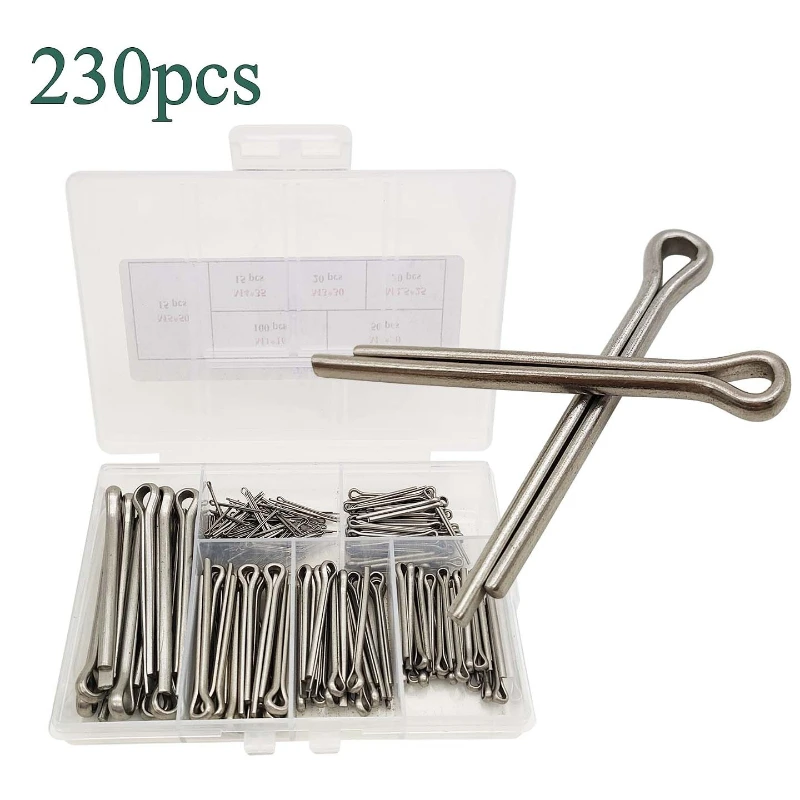 ชุดสลักล็อคสแตนเลส 230 ชิ้น ชุดอุปกรณ์ยึดติด ขนาดต่างๆ M1 M2 M2.5 M3 M4 M5 สลักยืดหยุ่นแบบเปิด 1