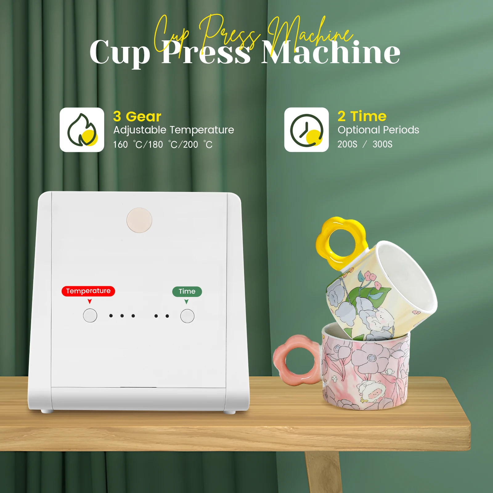 자동 머그 열 프레스 기계 10-11oz 전송 승화 휴대용 컵 프레 서 원터치 버튼 생일 선물로