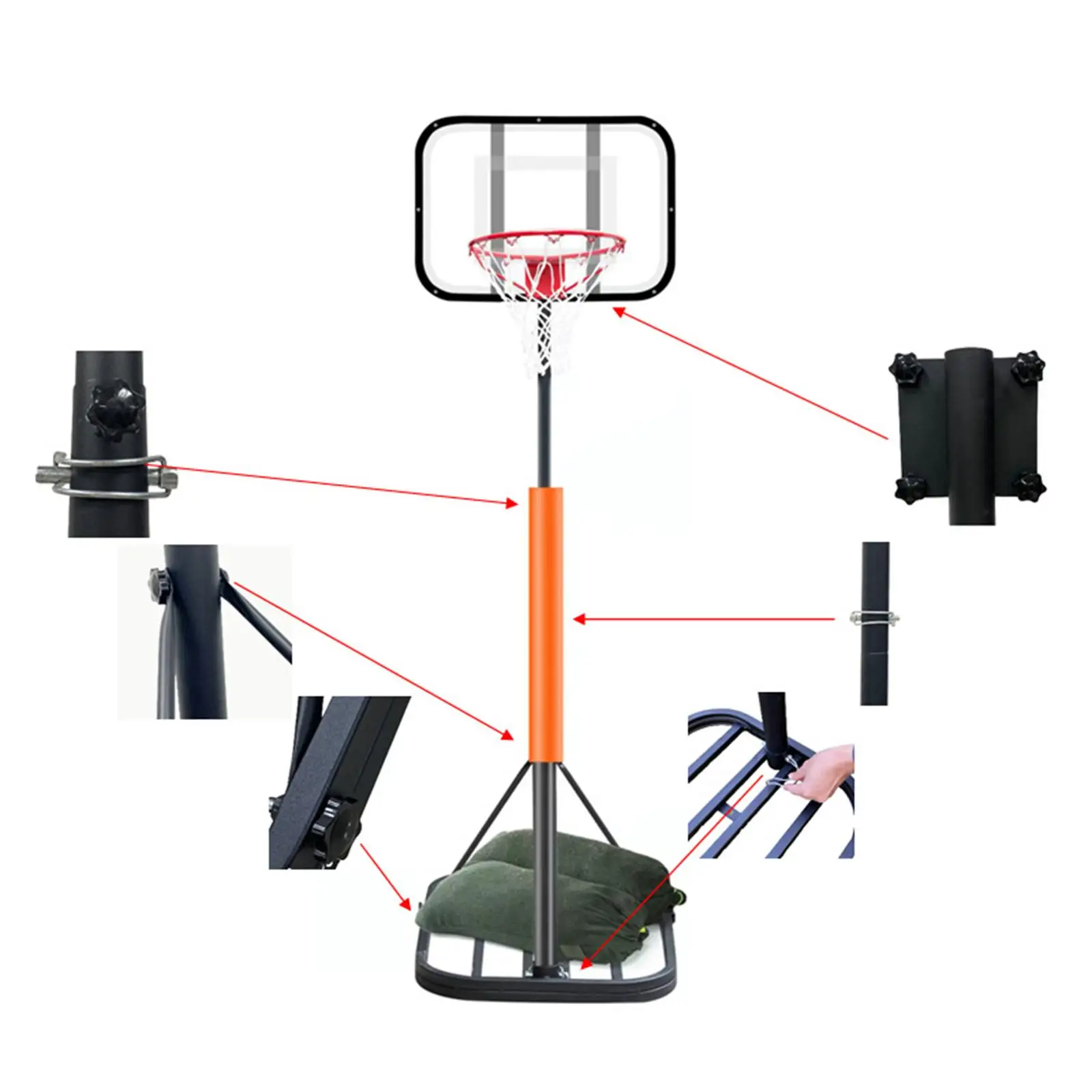 Ktaxon 33 in portable basketball hoop stand 658 ft adjustable