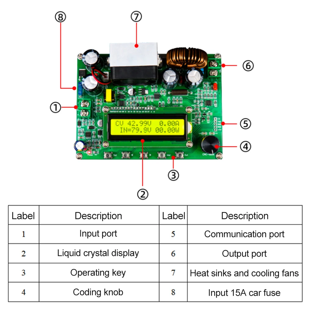 Cv Cc Cnc 조절식 벅 컨버터, 전압 조정기 변압기 보드, 스텝 다운 전원 공급 장치 모듈, Dc0-90v, Dc10v- 100v