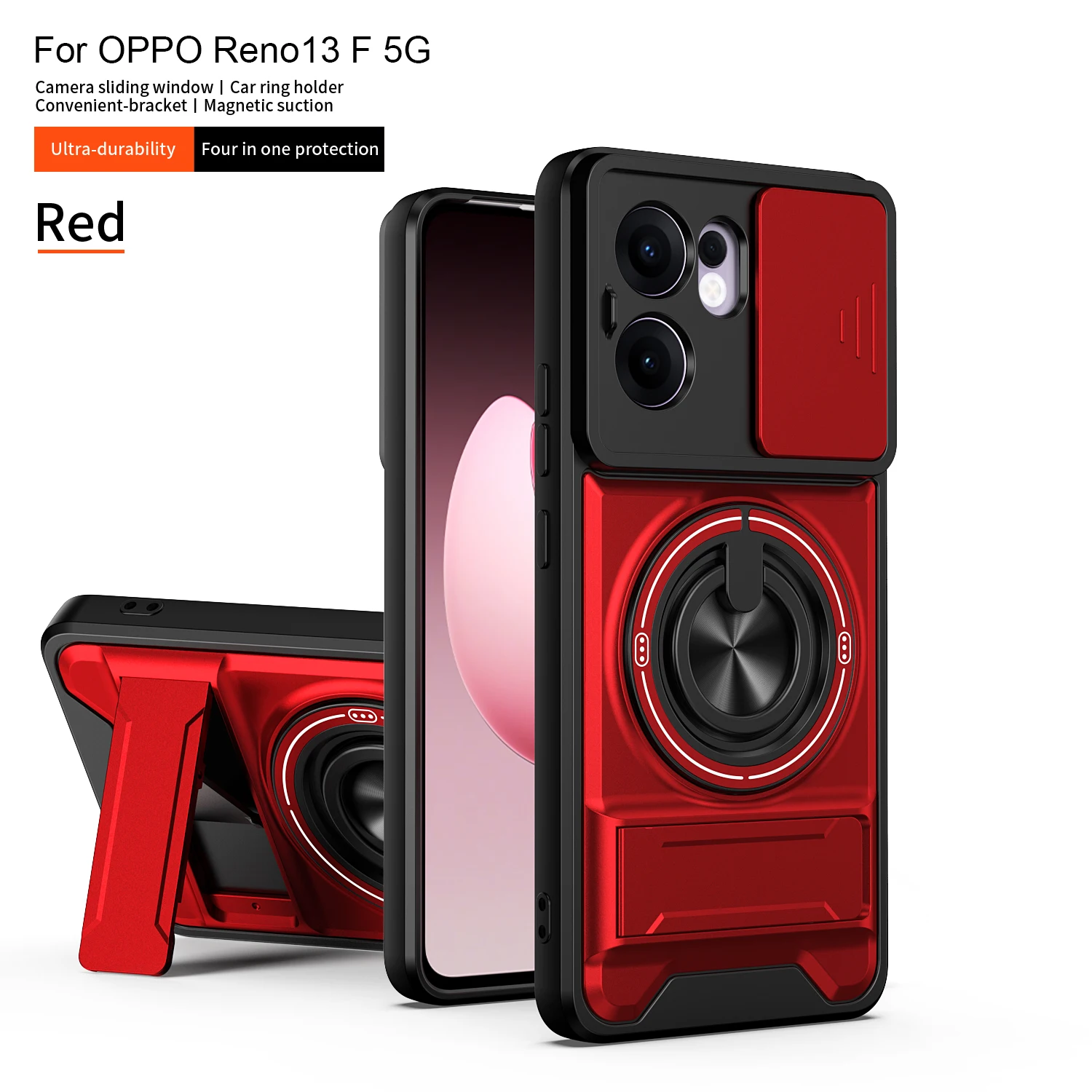 Magnetic Fold Holder Military Armor Phone Case with Camera Protection
