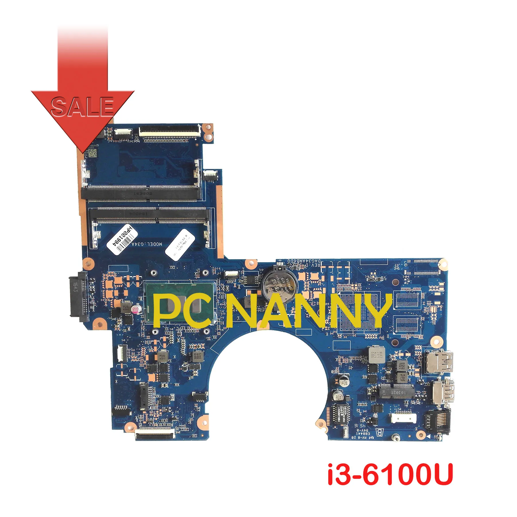

PCNANNY for HP TPN-Q172 15-AU Laptop Motherboard DAG34AMB6D0 i3-6100U