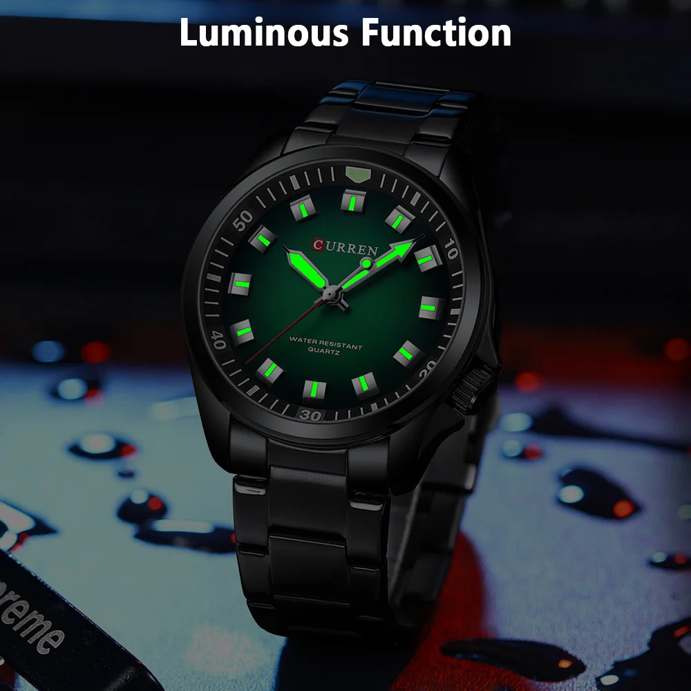 Simple Quartz Men's Watch Fashion Business Brand Waterproof Glow Stainless Steel Strap Men's Watch Relogios Masculino 8451