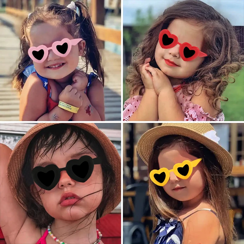 Children Fashion Heart Dazzling Color Jelly Sunglasses UV400 Outdoor Girls Boys Protection Sunglasses Kids Sun Glasses kids sunglasses children sunglasses