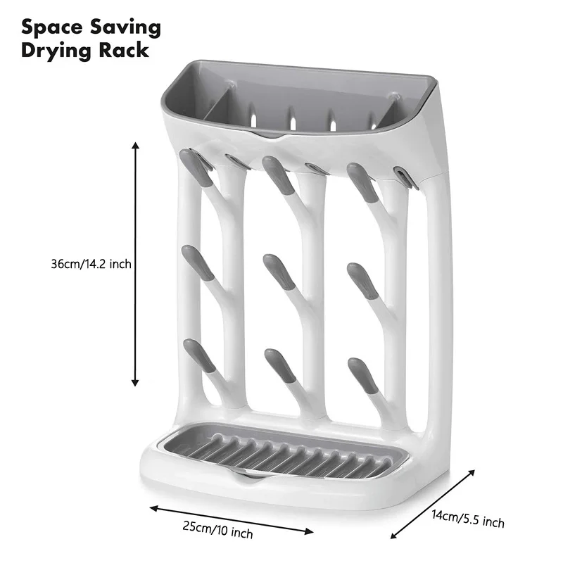Baby Bottle Drying Rack Space Saving Countertop Organiser Tray_voghion.com