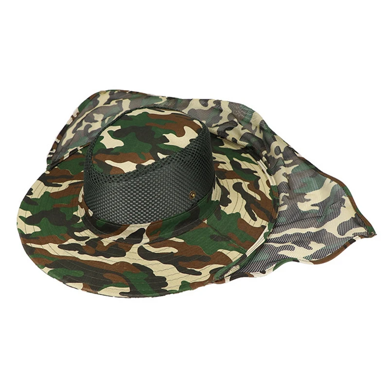 Outdoor Fishing Cap Wide Brim Man Breathable Mesh Fishing Caps Beach Hats  Camouflage Military Hat Sun UV Protection Shade Hats