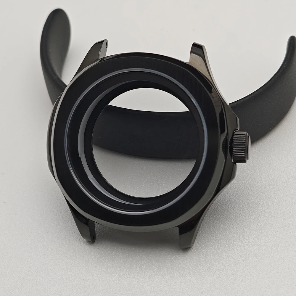 Black Steel Watch Case with Chapter Ring and Sapphire Glass, 39.5mm