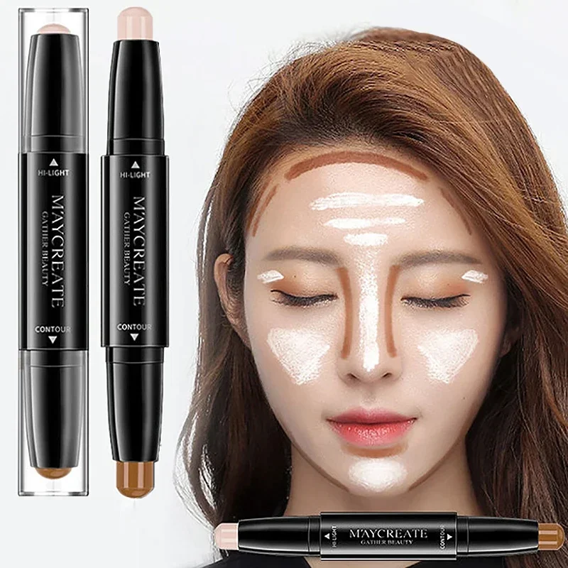 Face Concealer Palette Color Concealer Concealer Cream Foundation Concealer Face Concealer Pen Contour Pen 1PC Double-end Concealer Stick Face Makeup Creamy Foundation Pencil Women Cosmetics Facial Highlight Contour Stick Dark Circles