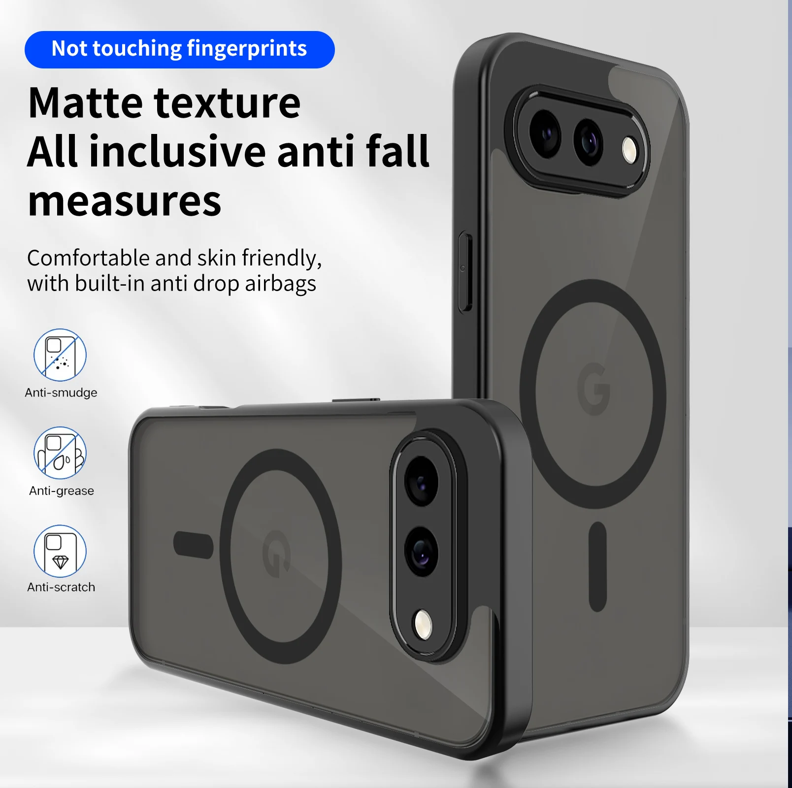 Matte Translucent Magnetic Shockproof Case with Wireless Charging Compatibility