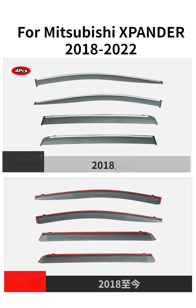 Eather Guard Door Visor Vent Shades Door Visor Vent Shades for Mitsubishi XPANDER-DOOR VISOR Window Accessories