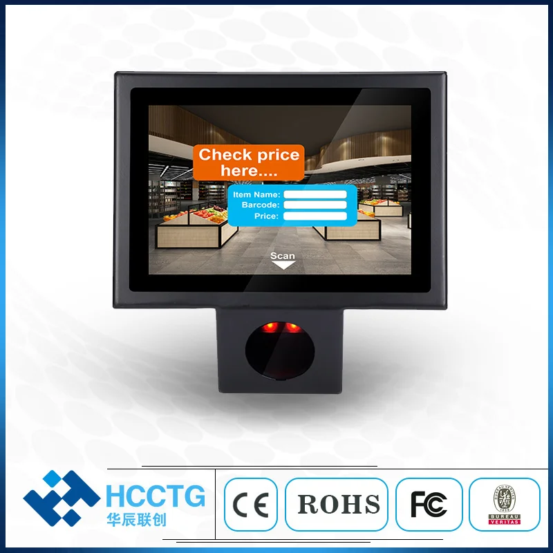 

Wall Mounted Windows 1D 2D QR Code 10 inch Touch Screen Price Checker for Supermarket Self-Service with 4G+64G Memory HPC-10W