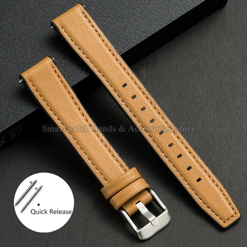Premium Ultra-Thin Leather Watch Strap with Quick Release and Silicone Backing
