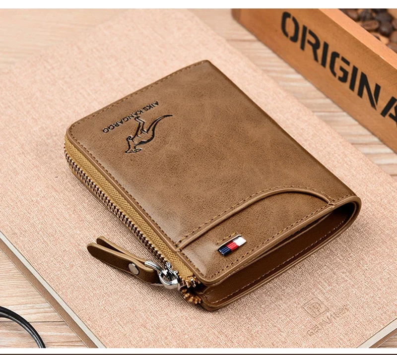 Luxury RFID Blocking Wallet - Mens Zipper Business Card Holder