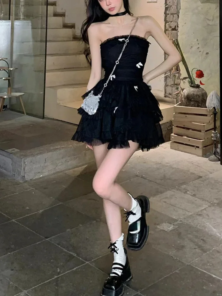2023 Summer Even Party Black Dress Women Casual Corset Y2k
