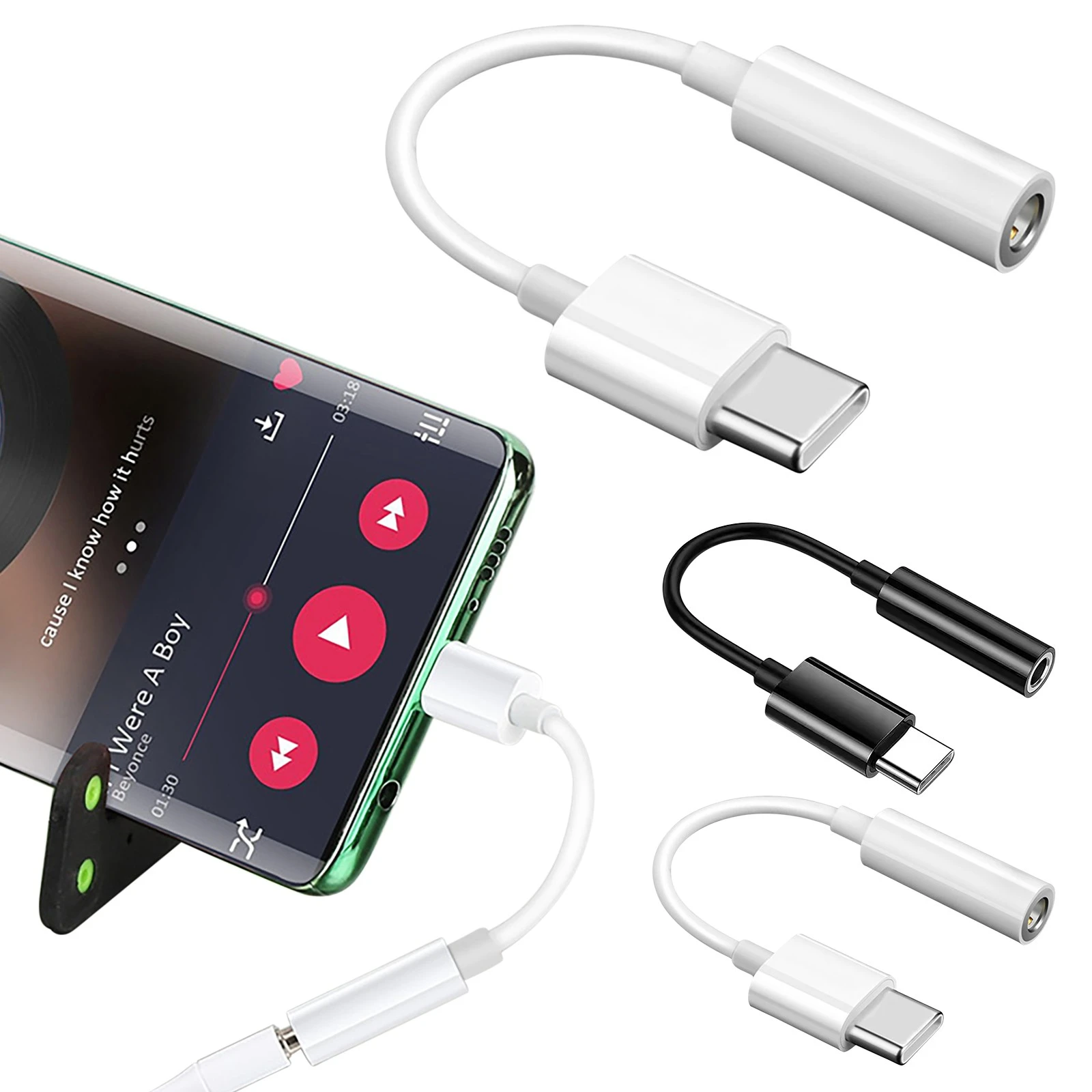 Adaptador tipo C a Aux de 3,5mm, Cable de Audio con conector usb c para Oneplus 8t, 8, Samsung S20 Ultra Google Pixel 5| | -