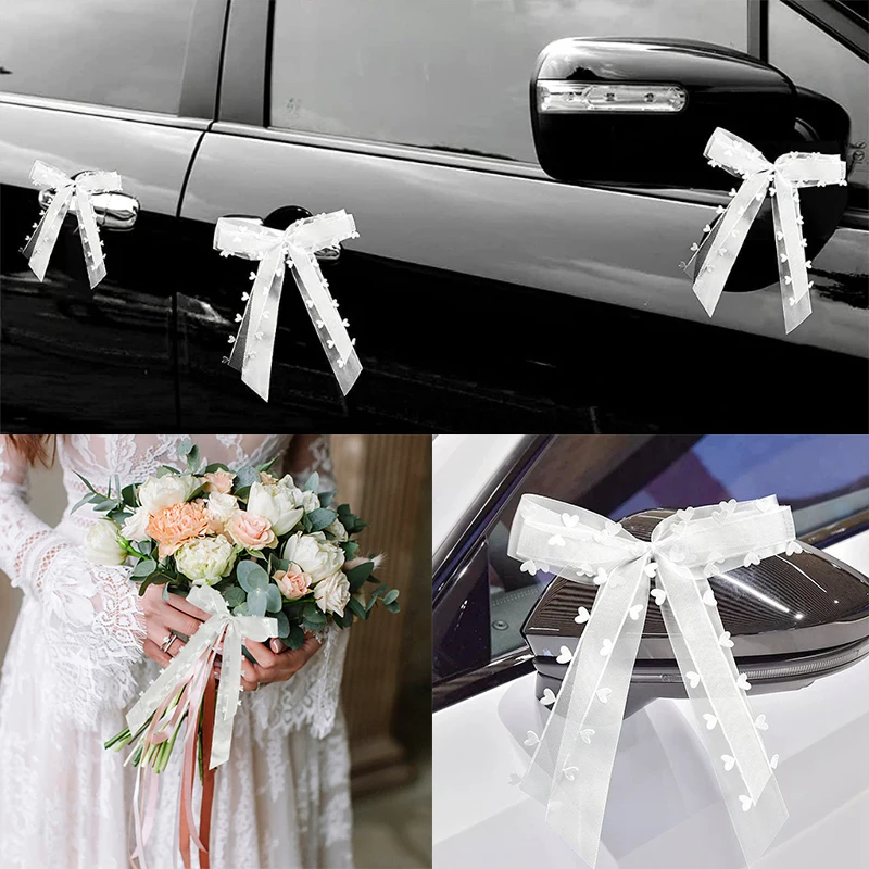 10 pz fiocchi bianchi nastro matrimonio decorazione auto gioielli regalo  avvolgere nastro fiocchi nastri festa di compleanno sedie Bowknots Decor  Supply