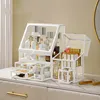 Glass Makeup Organizer Box Cosmetic Lipsticks Brush Jewellery Storage Holder Luxury Home Desktop Rack Bathroom Shelves 1