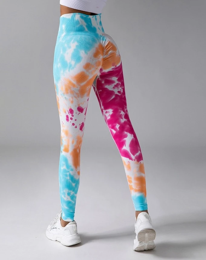 Summer Fashion New Seamless Hip Lift High Waist Tie Dyed Yoga Pants Fitness Underpants Casual Comfortable Sports Pants