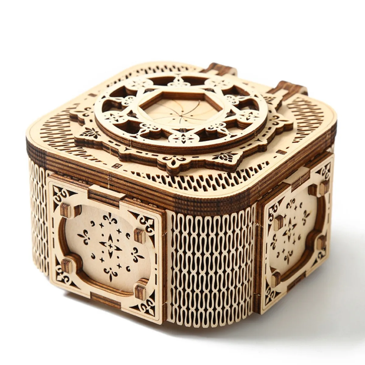 DIYWoodenMusicBoxPuzzleToysSet3dAssemblingMechanicalClockwork